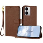 For Xiaomi Redmi 15a 5G Leather Case Litchi Texture Wallet Stand Anti Drop Phone Cover with Wrist Strap