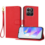 For Honor 400 Smart 4G / Honor 400 Smart 5G / Honor X7d 4G Leather Case Litchi Texture Wallet Stand Anti Drop Phone Cover with Wrist Strap