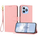 For Honor X8d 4G Leather Case Litchi Texture Wallet Stand Anti Drop Phone Cover with Wrist Strap