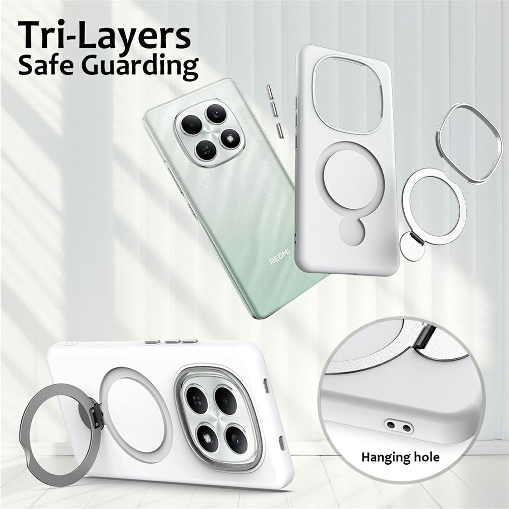 For Xiaomi Redmi Note 15 4G (Global)  /  15 5G (Global)  /  Poco M8 5G Magnetic Case Rotating Ring Kickstand TPU + PC Back Cover