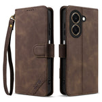 AZNS A2 for Honor Play 80 Plus 5G Leather Case with Wrist Strap RFID Blocking Wallet Stand Phone Cover