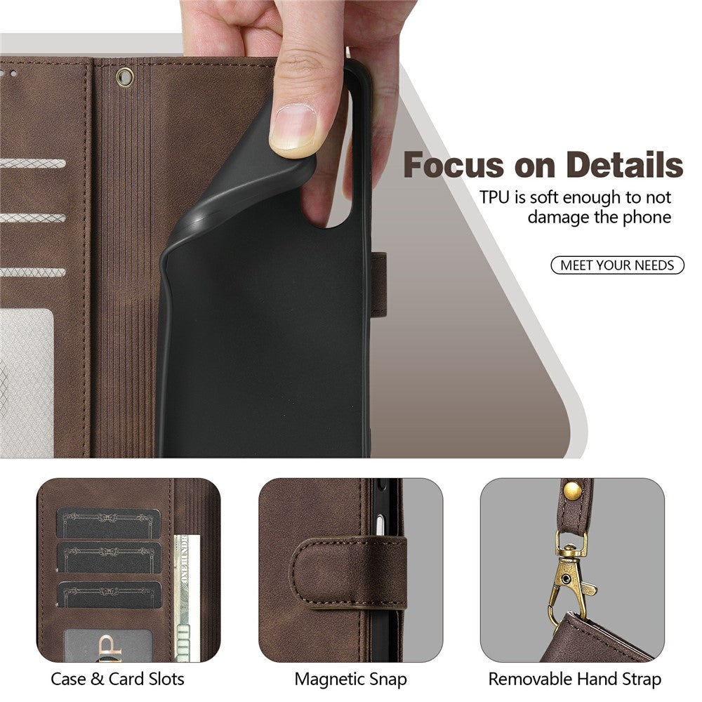 AZNS A2 for Honor Play 80 Plus 5G Leather Case with Wrist Strap RFID Blocking Wallet Stand Phone Cover