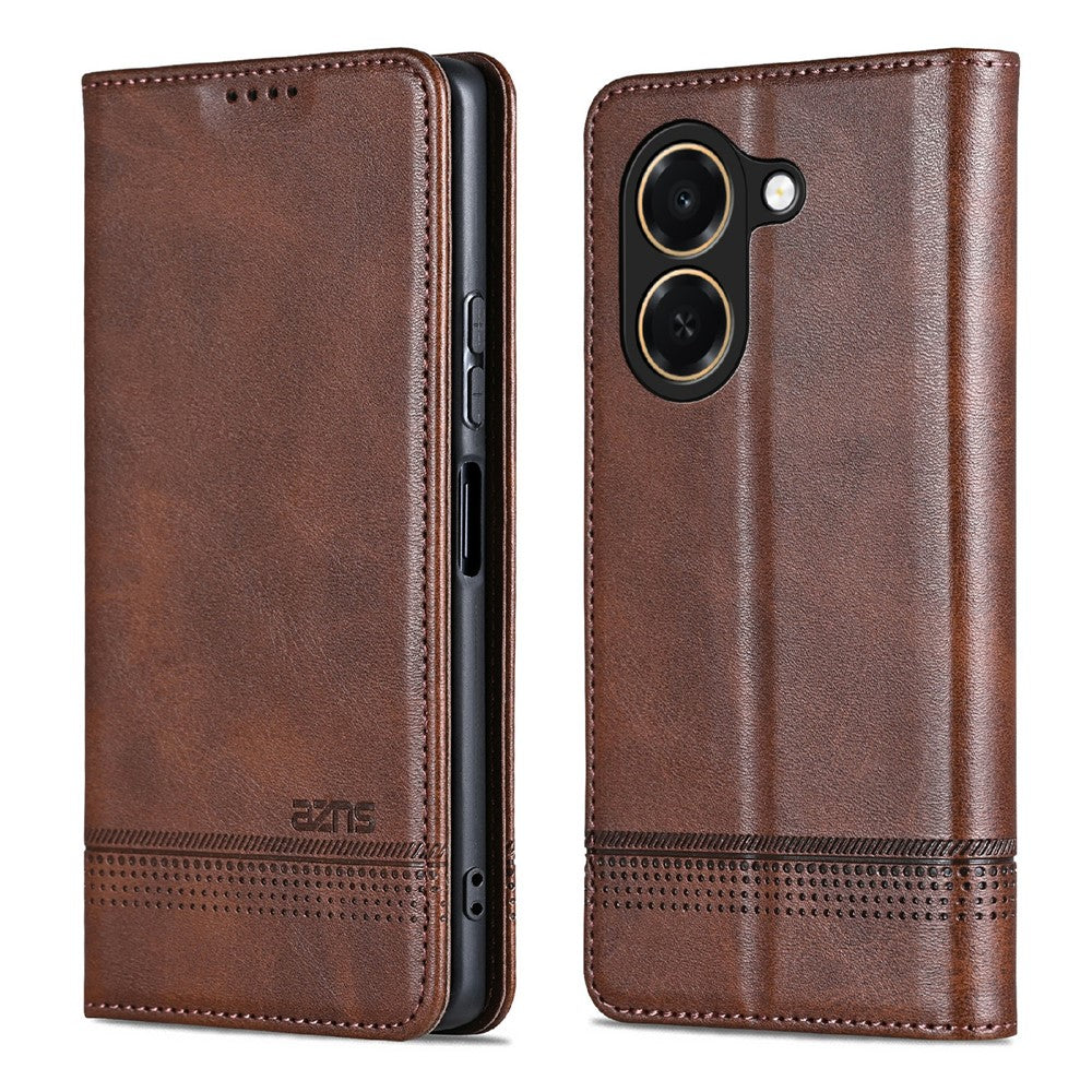 AZNS For Honor Play 80 Plus 5G Case Cowhide Texture PU Leather Wallet Phone Cover
