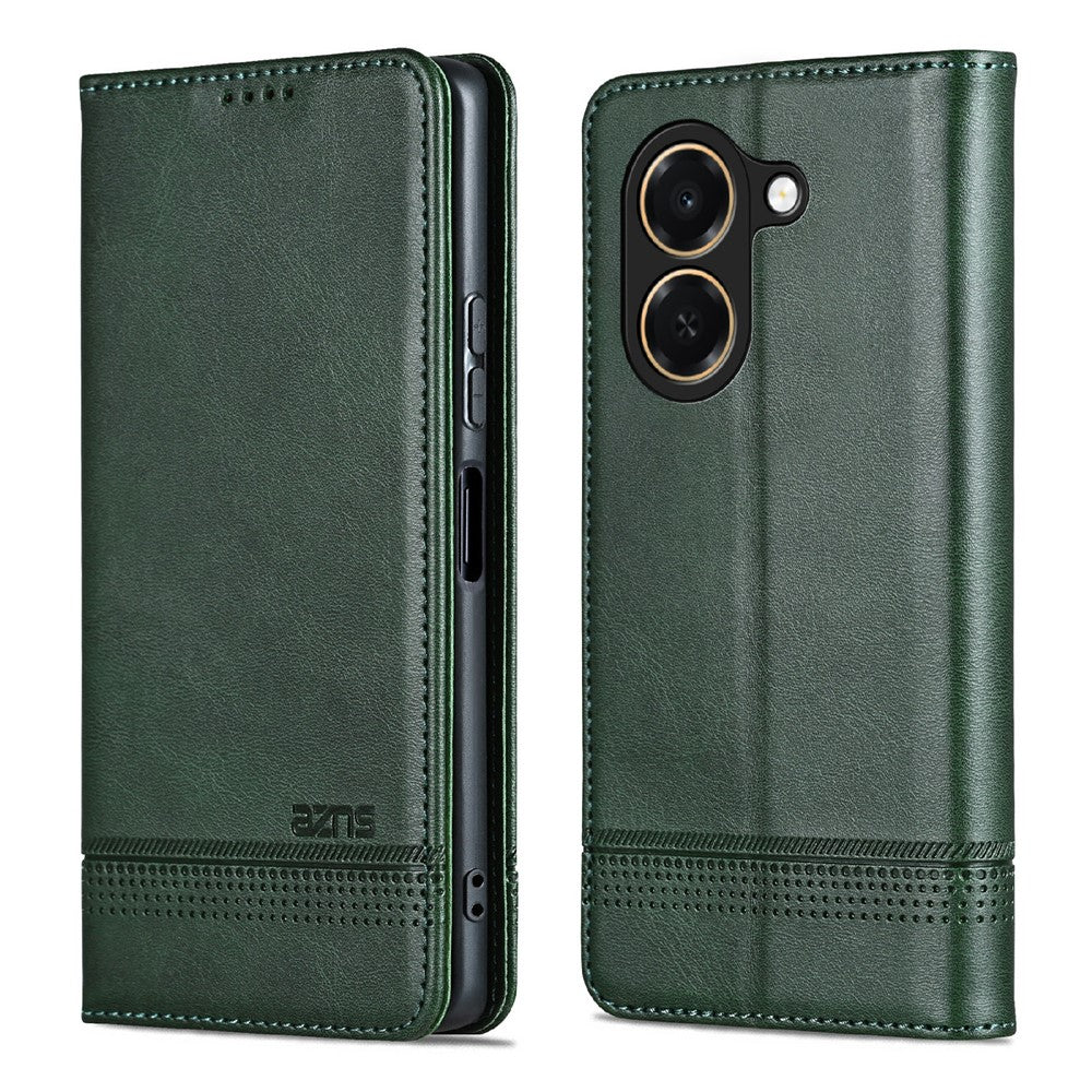 AZNS For Honor Play 80 Plus 5G Case Cowhide Texture PU Leather Wallet Phone Cover