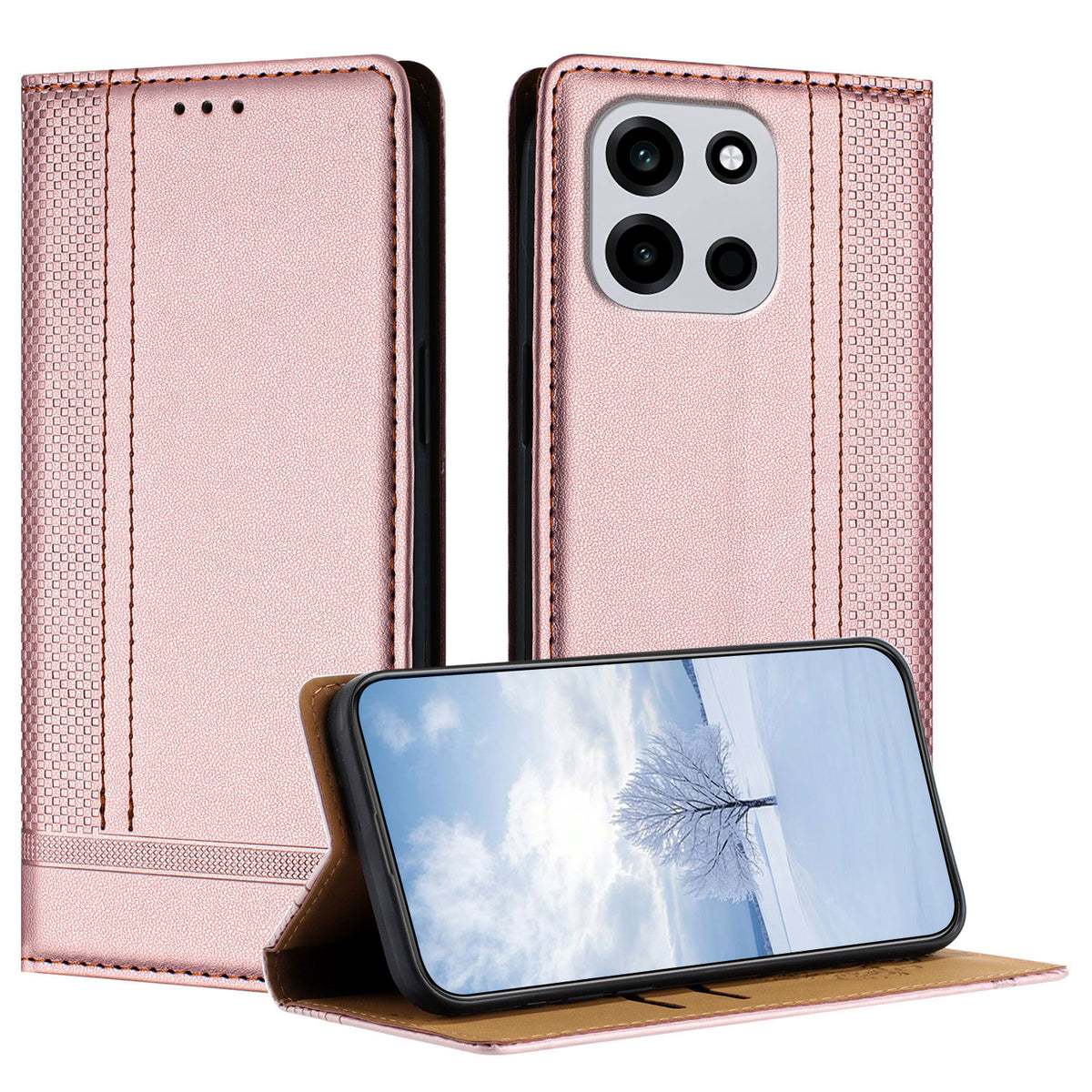 OnePlus Nord CE6 5G / Nord 6 5G / Turbo 6V 5G / Turbo 6 5G-skal, L-format rutmönster, läderstativ, mobilskal med korthållare