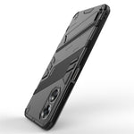 Hard PC Soft TPU Shockproof Case for Oppo A17 4G, Drop-proof Kickstand Protective Phone Cover
