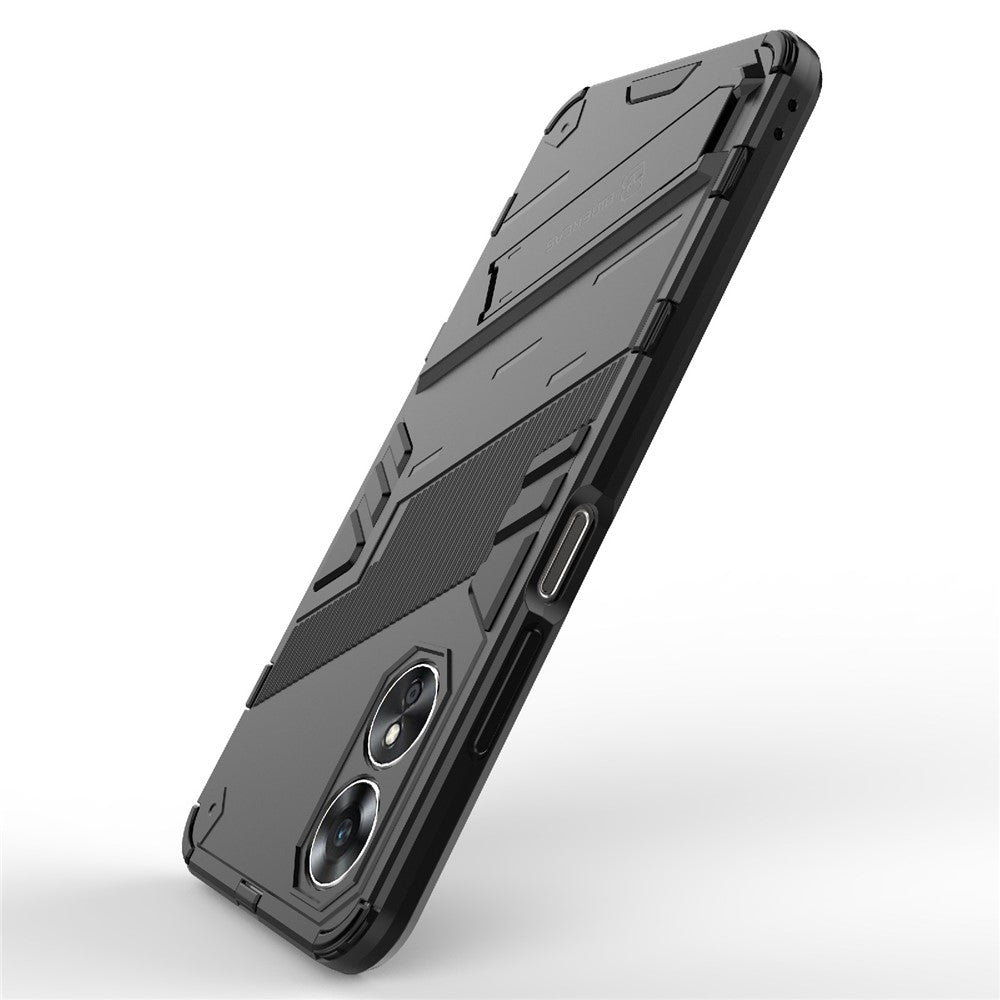 Hard PC Soft TPU Shockproof Case for Oppo A17 4G, Drop-proof Kickstand Protective Phone Cover