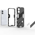 Hard PC Soft TPU Shockproof Case for Oppo A17 4G, Drop-proof Kickstand Protective Phone Cover