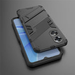Hard PC Soft TPU Shockproof Case for Oppo A17 4G, Drop-proof Kickstand Protective Phone Cover