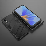 Hard PC Soft TPU Shockproof Case for Oppo A17 4G, Drop-proof Kickstand Protective Phone Cover