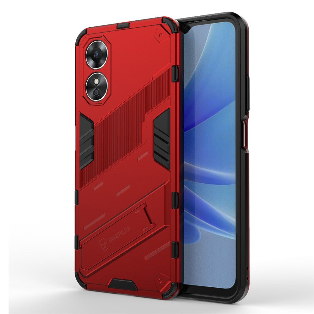 Hard PC Soft TPU Shockproof Case for Oppo A17 4G, Drop-proof Kickstand Protective Phone Cover