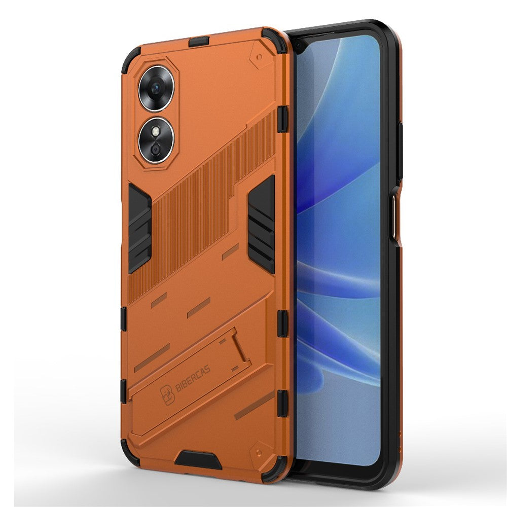 Hard PC Soft TPU Shockproof Case for Oppo A17 4G, Drop-proof Kickstand Protective Phone Cover