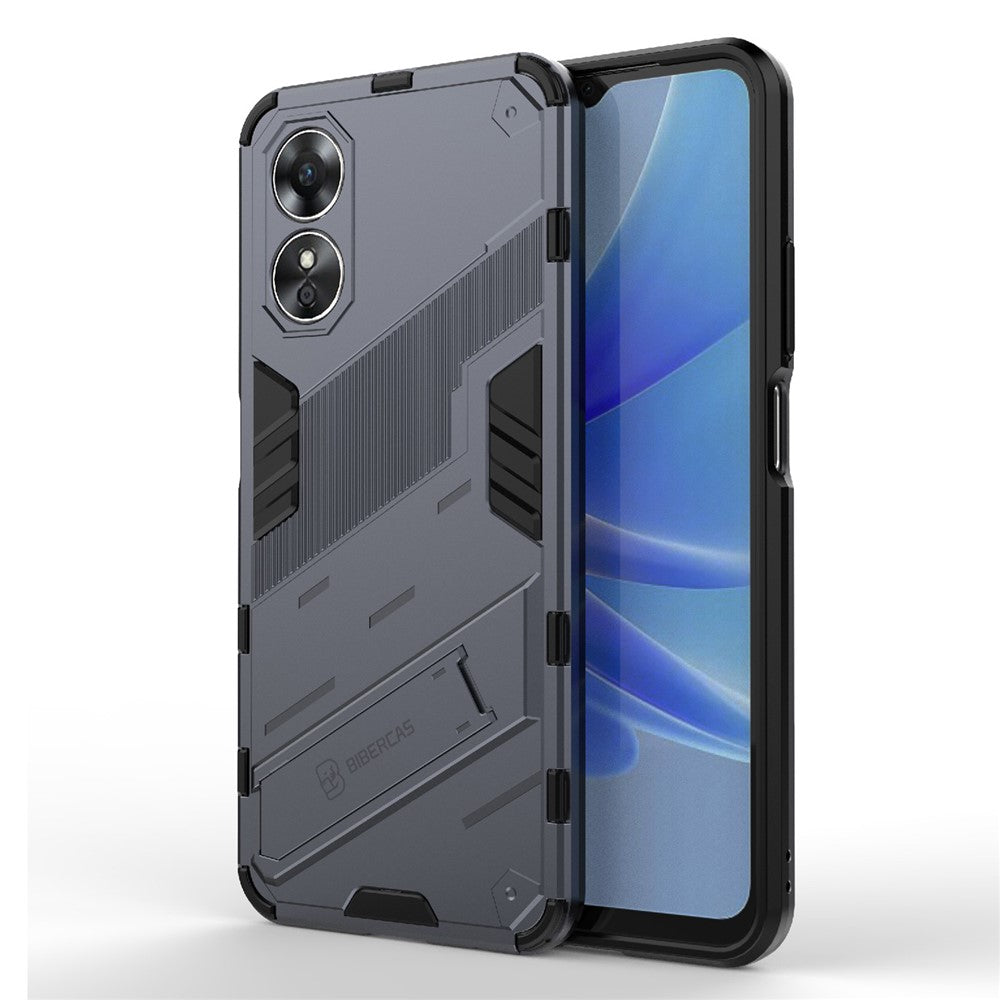Hard PC Soft TPU Shockproof Case for Oppo A17 4G, Drop-proof Kickstand Protective Phone Cover