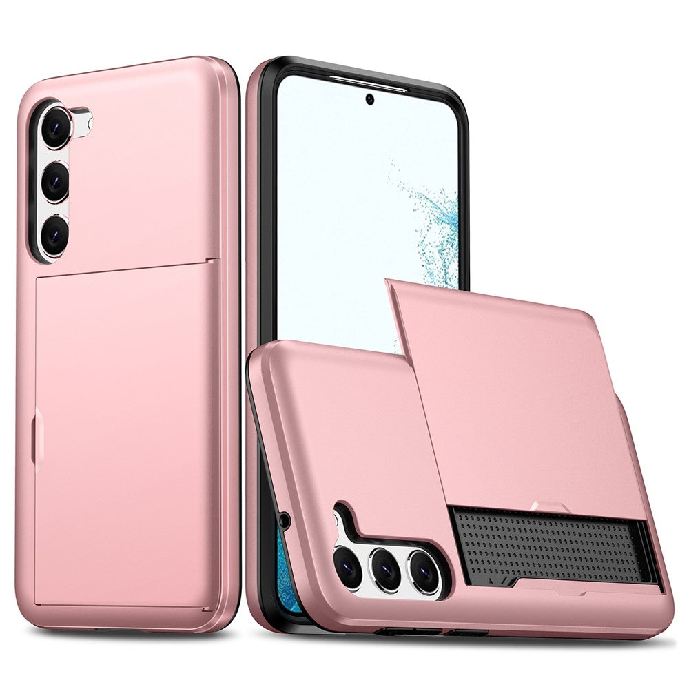 For Samsung Galaxy S23+ Mobile Phone Case TPU + PC Scratch-resistant Back Cover with Slide Card Holder