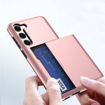 For Samsung Galaxy S23+ Mobile Phone Case TPU + PC Scratch-resistant Back Cover with Slide Card Holder