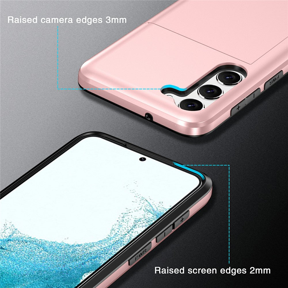 For Samsung Galaxy S23+ Mobile Phone Case TPU + PC Scratch-resistant Back Cover with Slide Card Holder