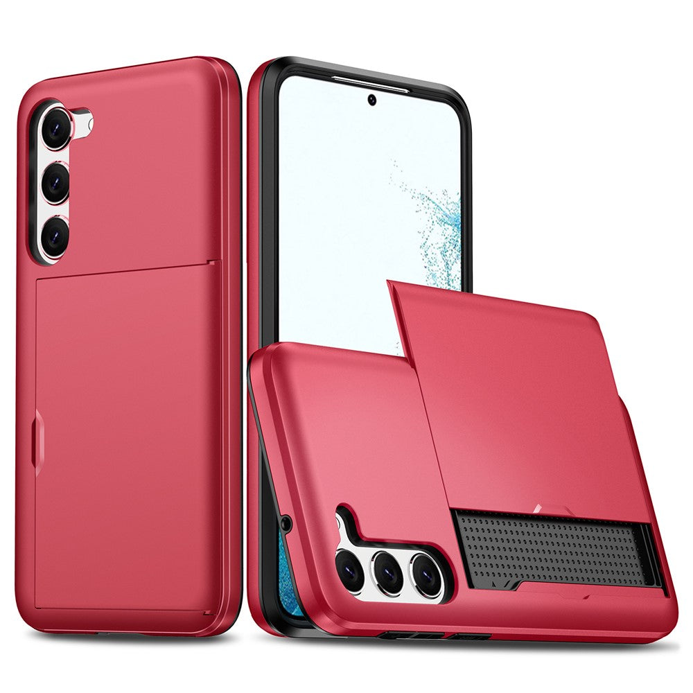 For Samsung Galaxy S23+ Mobile Phone Case TPU + PC Scratch-resistant Back Cover with Slide Card Holder