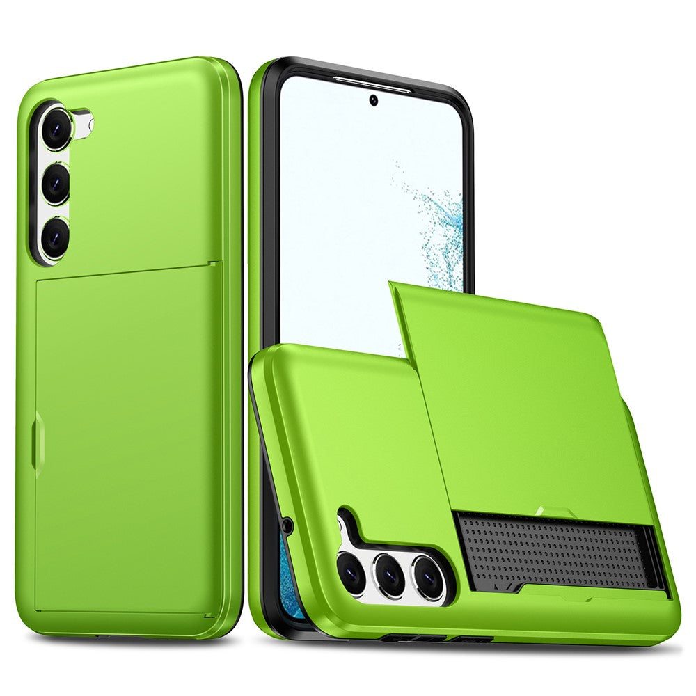 For Samsung Galaxy S23+ Mobile Phone Case TPU + PC Scratch-resistant Back Cover with Slide Card Holder