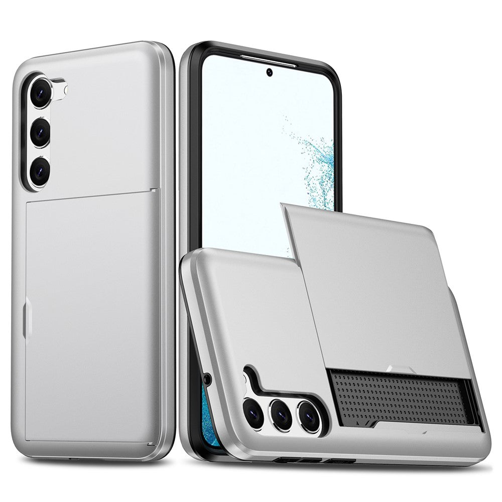 For Samsung Galaxy S23+ Mobile Phone Case TPU + PC Scratch-resistant Back Cover with Slide Card Holder
