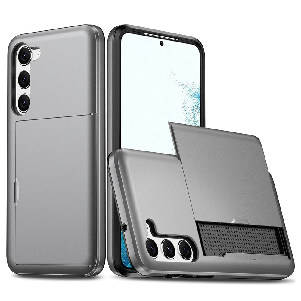 For Samsung Galaxy S23+ Mobile Phone Case TPU + PC Scratch-resistant Back Cover with Slide Card Holder