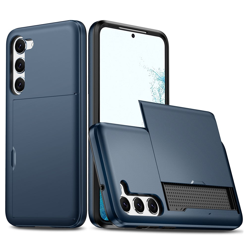 For Samsung Galaxy S23+ Mobile Phone Case TPU + PC Scratch-resistant Back Cover with Slide Card Holder