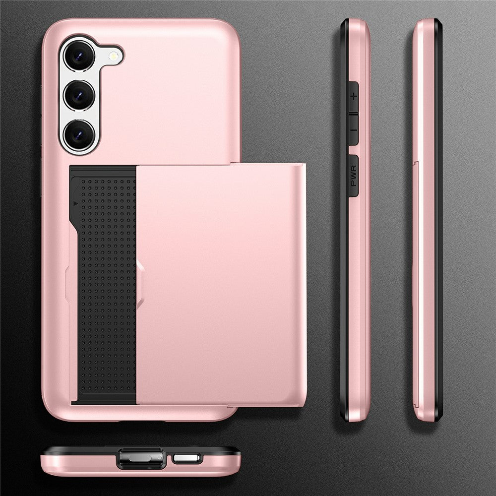Anti-scratch Phone Case for Samsung Galaxy S23, Drop-proof TPU + PC Hybrid Back Cover with Slide Card Holder