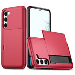 Anti-scratch Phone Case for Samsung Galaxy S23, Drop-proof TPU + PC Hybrid Back Cover with Slide Card Holder