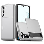 Anti-scratch Phone Case for Samsung Galaxy S23, Drop-proof TPU + PC Hybrid Back Cover with Slide Card Holder