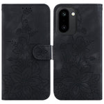 Stativ-etui til OnePlus Ace 6 5G / Ace 6T 5G / 15R 5G, læderetui med liljeblomst og håndledsrem