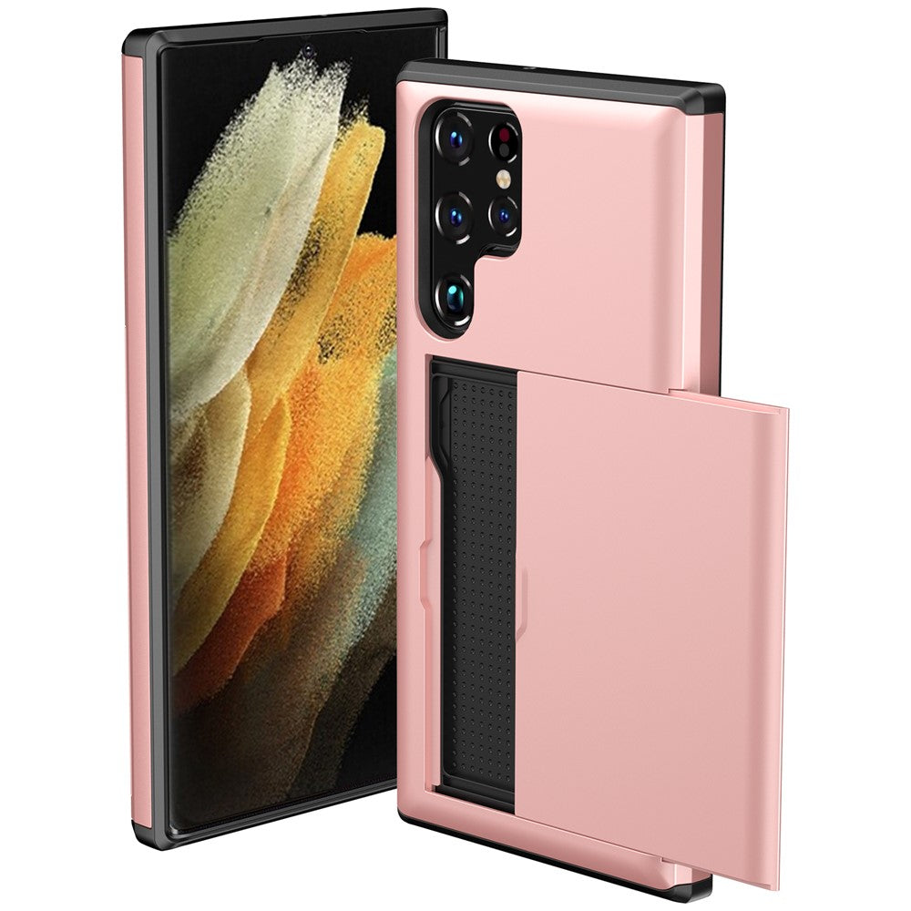 Samsung Galaxy S23 Ultra Fallsäkert mobilskal TPU + PC Mobilmobil Baksida med Korthållare