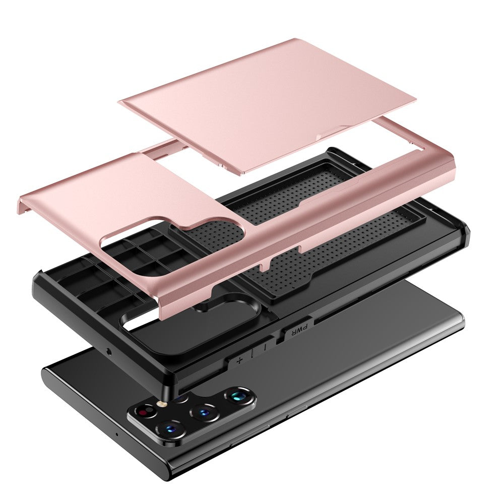 Samsung Galaxy S23 Ultra Fallsäkert mobilskal TPU + PC Mobilmobil Baksida med Korthållare