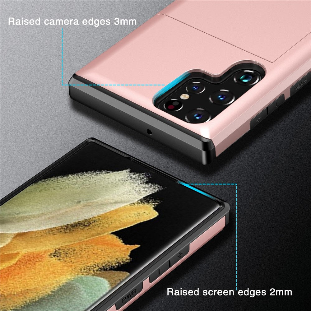 Samsung Galaxy S23 Ultra Fallsäkert mobilskal TPU + PC Mobilmobil Baksida med Korthållare