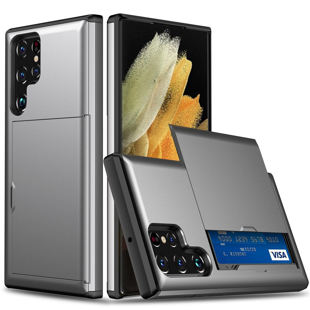 Samsung Galaxy S23 Ultra Fallsäkert mobilskal TPU + PC Mobilmobil Baksida med Korthållare