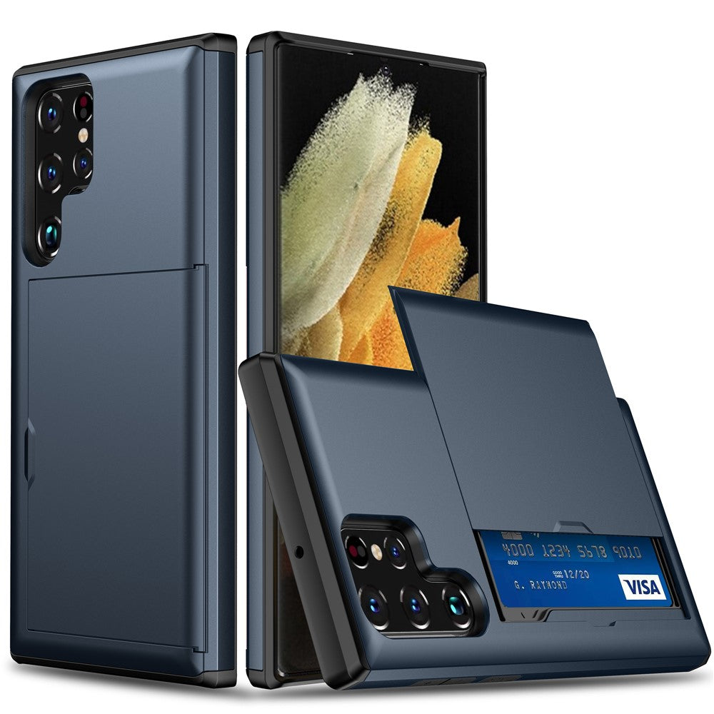 Samsung Galaxy S23 Ultra Fallsäkert mobilskal TPU + PC Mobilmobil Baksida med Korthållare