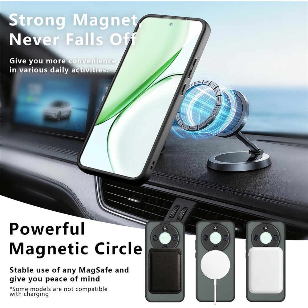 Matte Skin-touch Magnetic Case For Honor X70 5G / X9d 5G / Magic8 Lite 5G , 360° Rotating Kickstand Shockproof TPU + PC Phone Cover