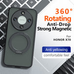 Matte Skin-touch Magnetic Case For Honor X70 5G / X9d 5G / Magic8 Lite 5G , 360° Rotating Kickstand Shockproof TPU + PC Phone Cover