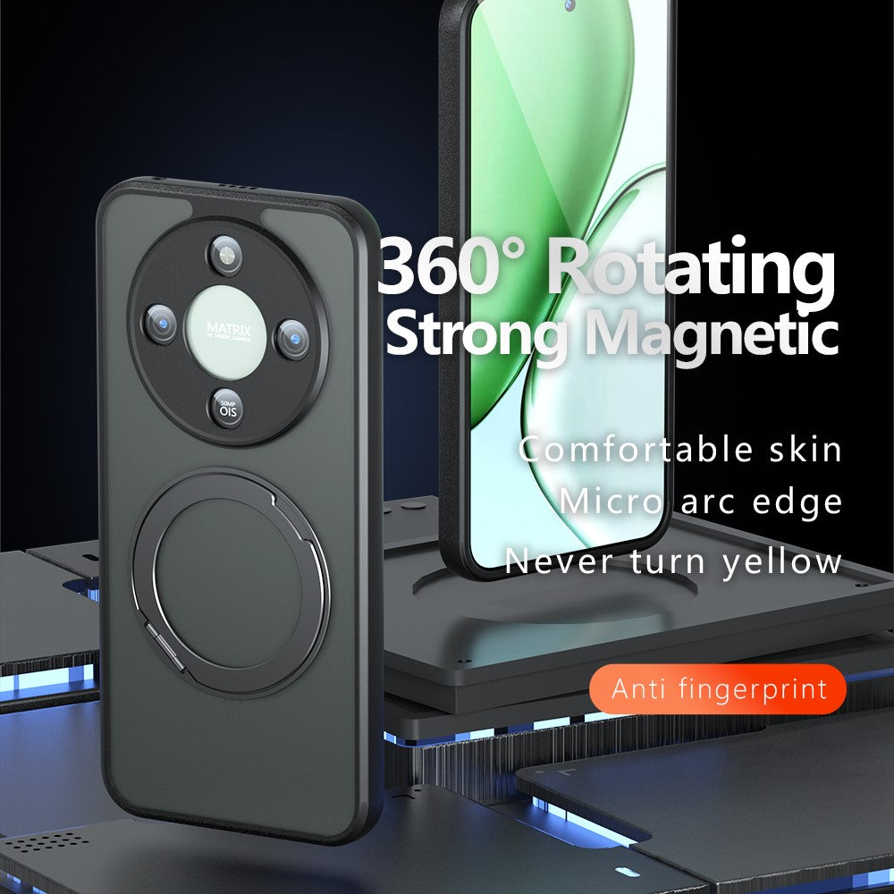Matte Skin-touch Magnetic Case For Honor X70 5G / X9d 5G / Magic8 Lite 5G , 360° Rotating Kickstand Shockproof TPU + PC Phone Cover