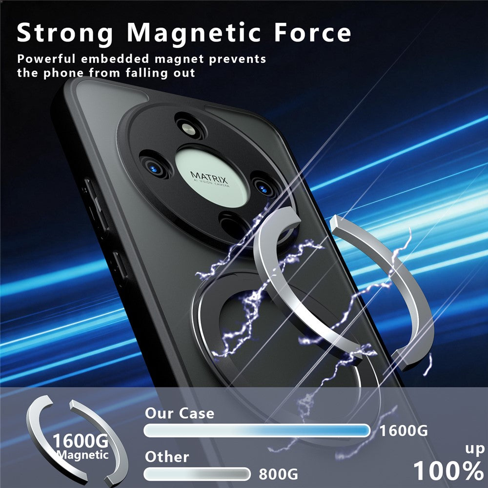Matte Skin-touch Magnetic Case For Honor X70 5G / X9d 5G / Magic8 Lite 5G , 360° Rotating Kickstand Shockproof TPU + PC Phone Cover