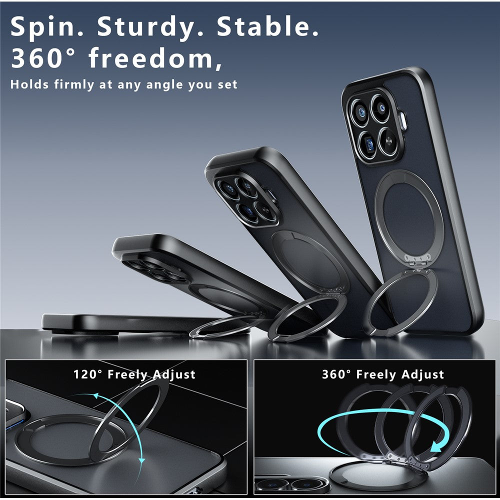 For Xiaomi 17T Pro Matte Skin-touch Magnetic Case 360° Rotating Kickstand Shockproof TPU + PC Phone Cover