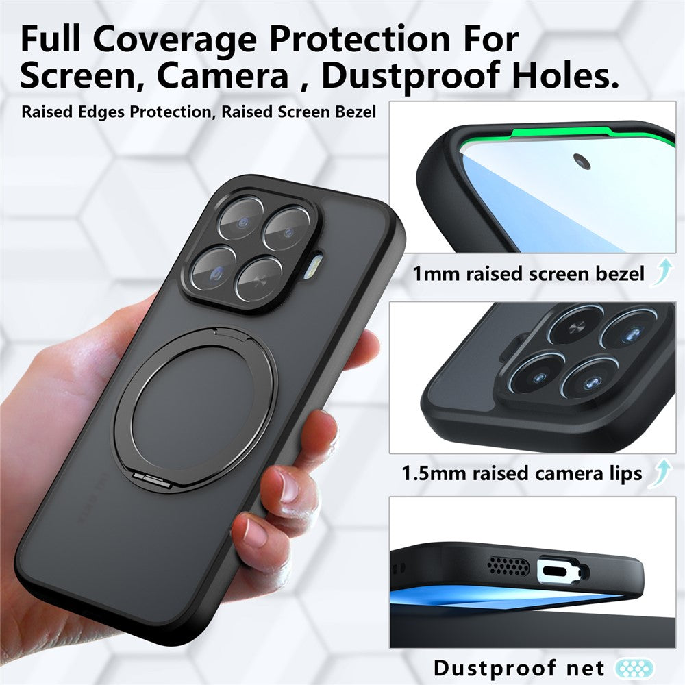 For Xiaomi 17T Pro Matte Skin-touch Magnetic Case 360° Rotating Kickstand Shockproof TPU + PC Phone Cover