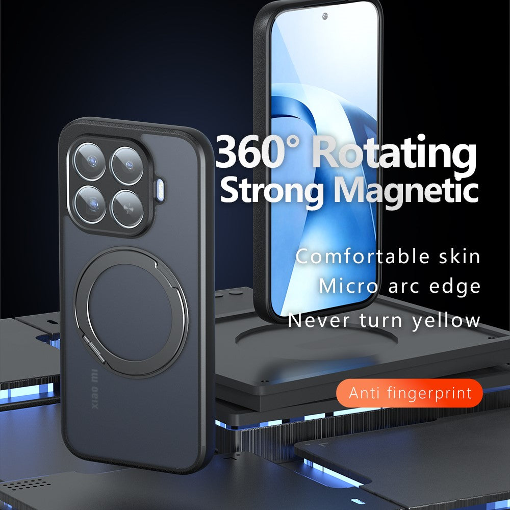 For Xiaomi 17T Pro Matte Skin-touch Magnetic Case 360° Rotating Kickstand Shockproof TPU + PC Phone Cover