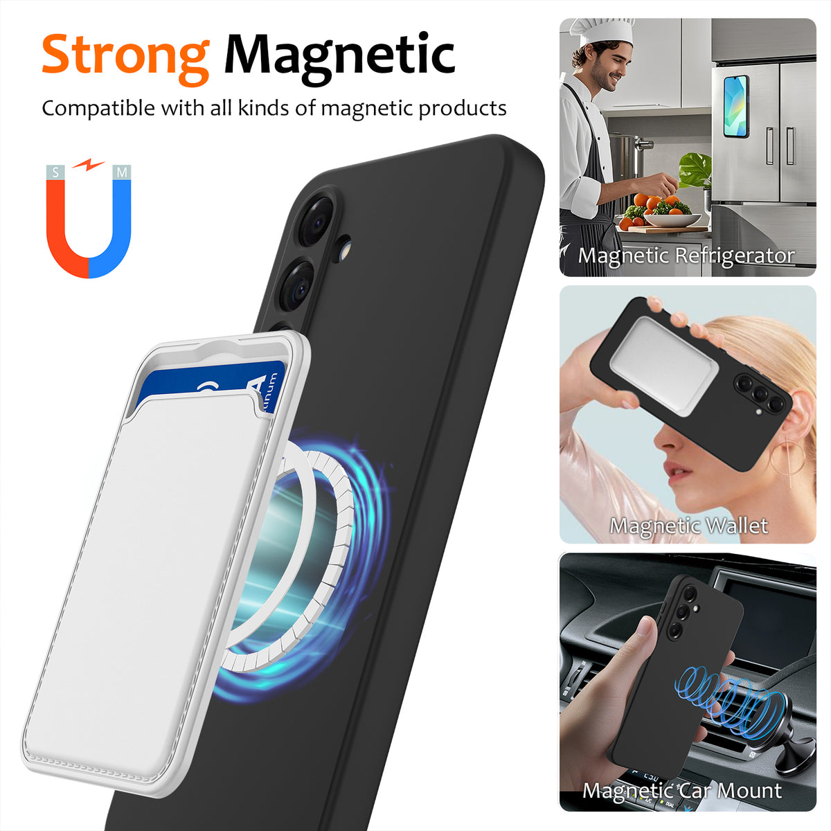 For Samsung Galaxy A27 5G Magnetic Case Anti-Drop Liquid Silicone Phone Cover with Lanyard