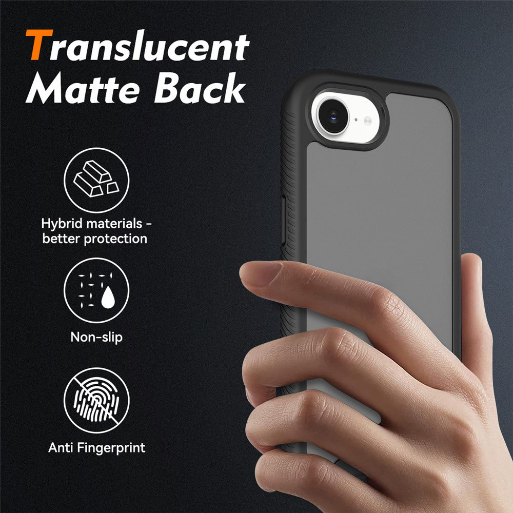 For iPhone 17e / 16e Case Translucent Matte Anti-Fingerprint PC + TPU 2 in 1 Phone Protective Cover