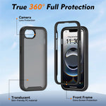 For iPhone 17e / 16e Case Translucent Matte Anti-Fingerprint PC + TPU 2 in 1 Phone Protective Cover