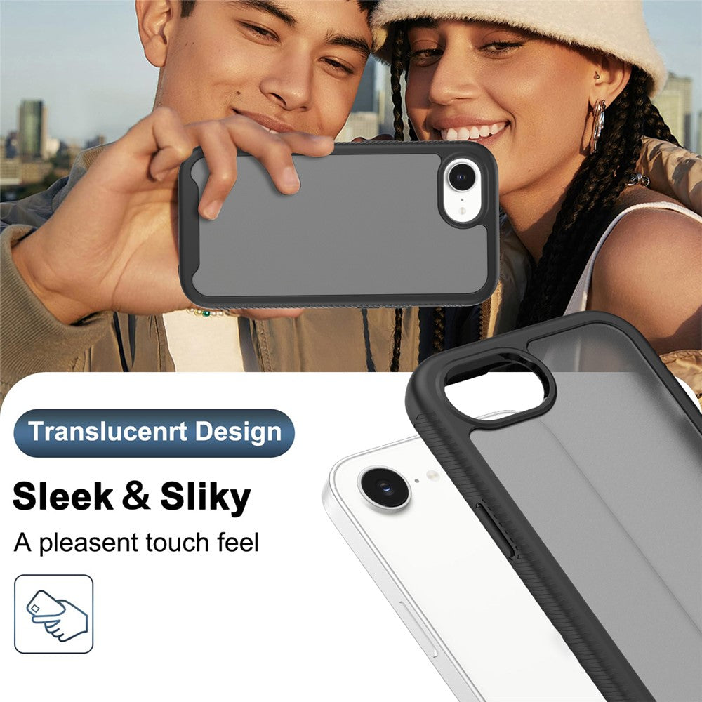 For iPhone 17e / 16e Case Translucent Matte Anti-Fingerprint PC + TPU 2 in 1 Phone Protective Cover