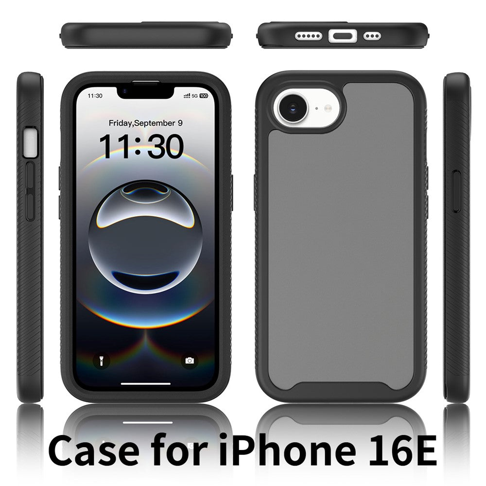 For iPhone 17e / 16e Case Translucent Matte Anti-Fingerprint PC + TPU 2 in 1 Phone Protective Cover