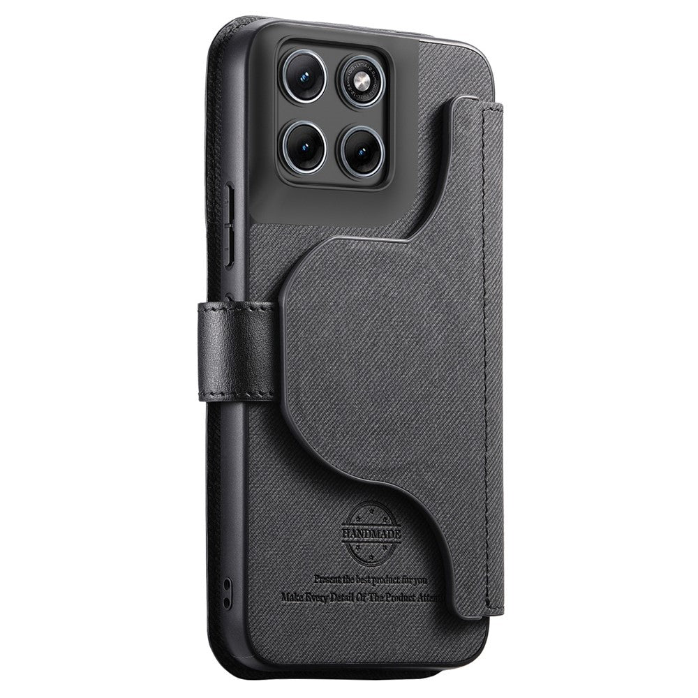 Motorola Edge 70 Fusion 5G / Edge 70 Fusion+ 5G magnetiskt fodral RFID-blockerande avtagbart plånboksställ tygtexturerat läderfodral