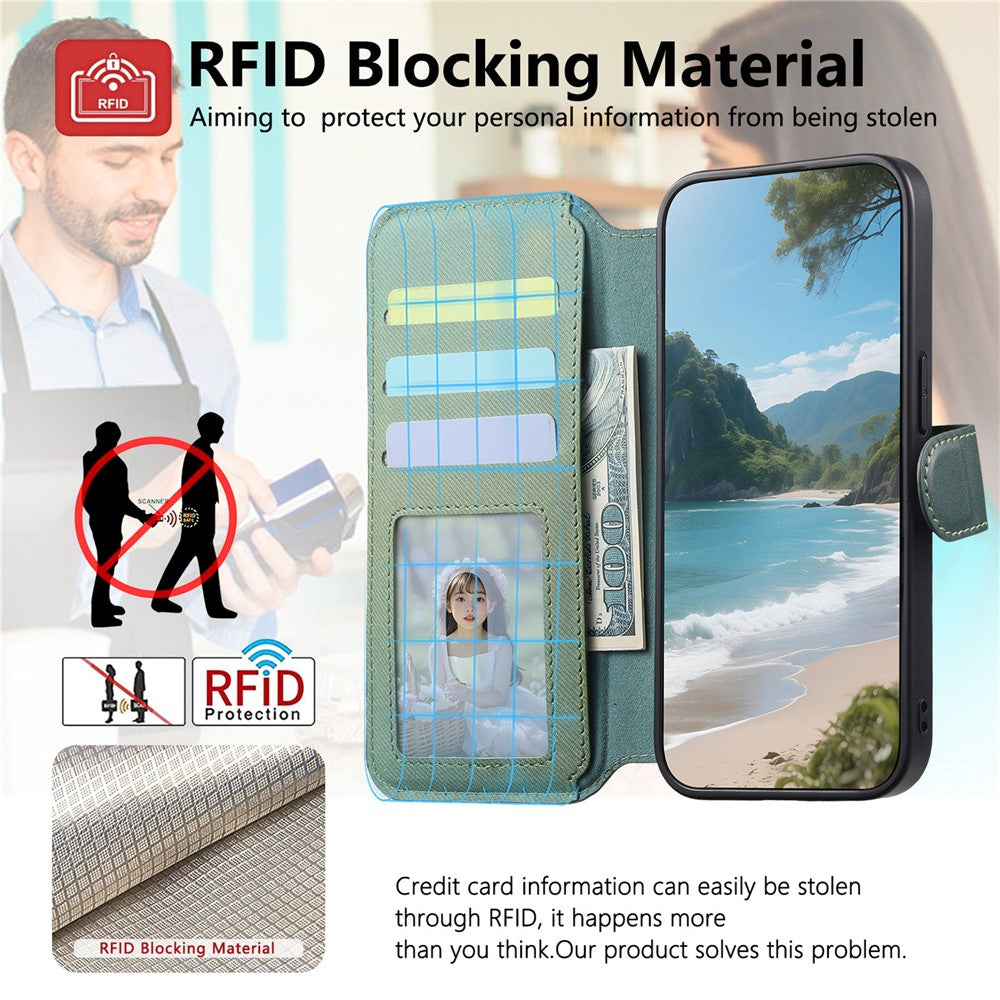 For Realme 16 Pro+ 5G Magnetic Case RFID Blocking Detachable Wallet Stand Cloth Texture Leather Phone Cover