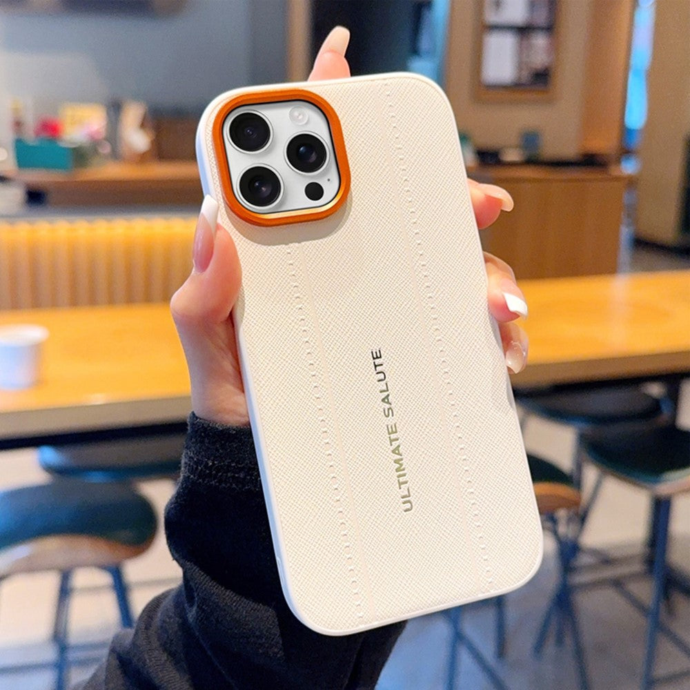 Til iPhone 15 Pro Max cover Lædertekstur PC + TPU Skridsikkert Beskyttende Telefoncover