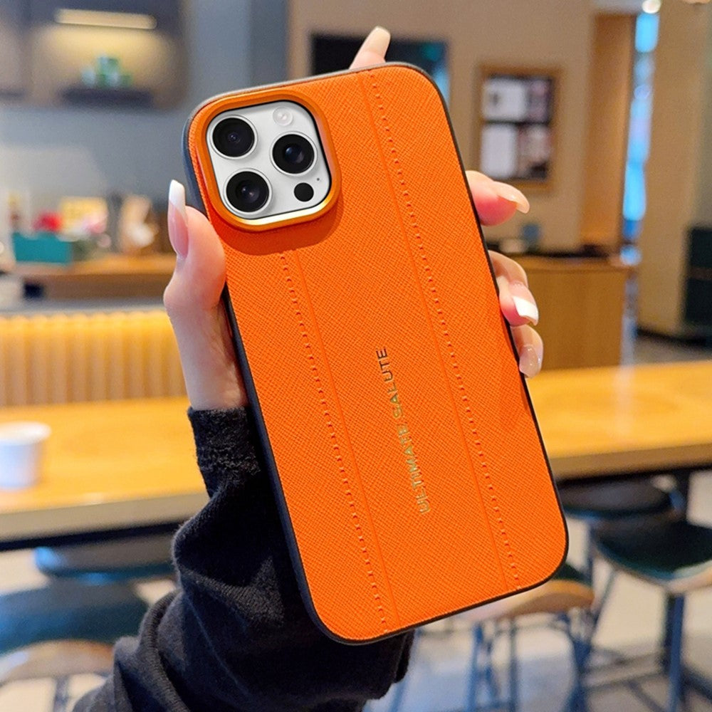 Til iPhone 15 Pro Max cover Lædertekstur PC + TPU Skridsikkert Beskyttende Telefoncover